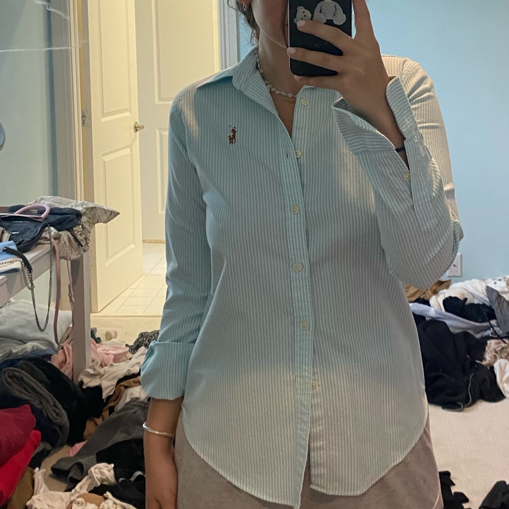 Ralph Lauren blue & white stripped button down
